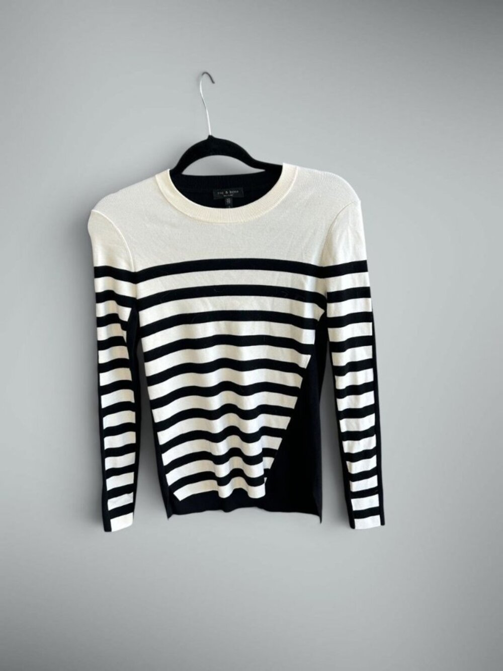 rag & bone Black and Ivory Cream Striped Sweater Size XS